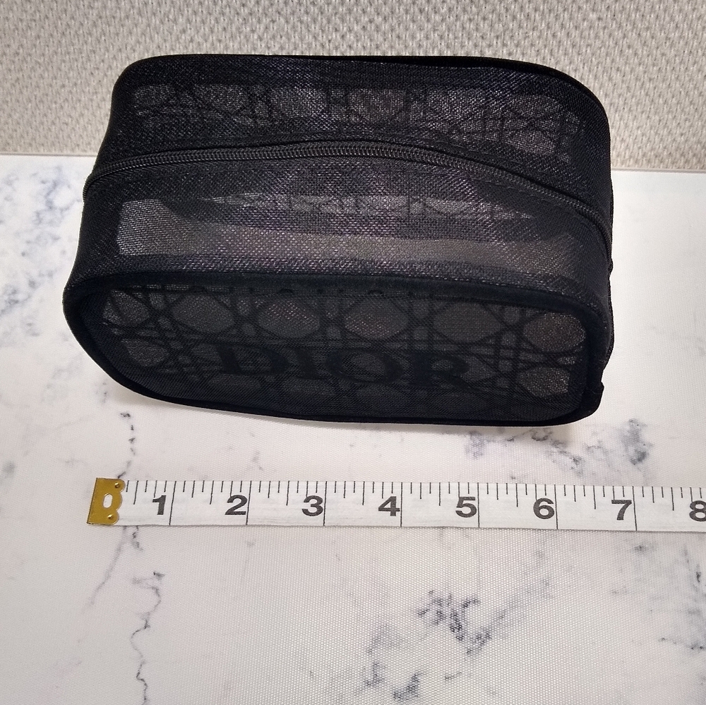 Dior 2025 Black Mesh Cosmetic Makeup Pouch New No Tag - Picture 8 of 10